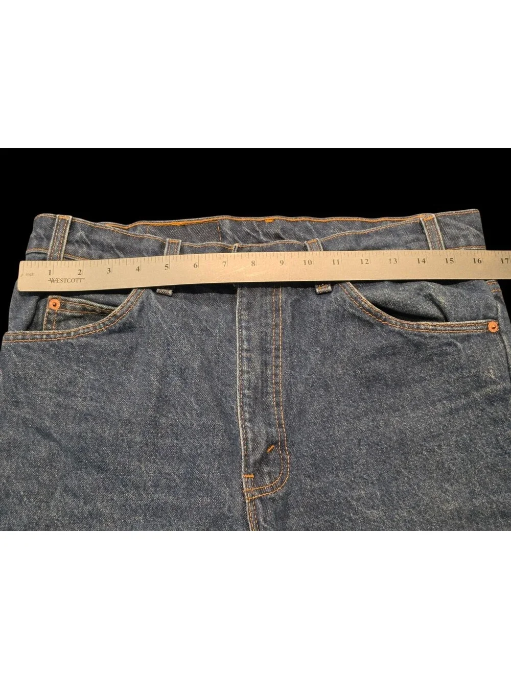 Vintage 90s Levis 517 Jeans Blue Denim Bootcut Orange Tab 34x30 Made in USA